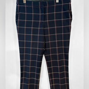 Ann Taylor window pane plaid black/cream/red ankle pants size 10